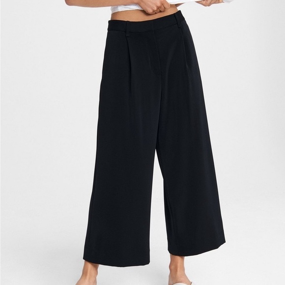 Rag & Bone Black Ivy Crepe Culotte size 4 wide leg crop pleated